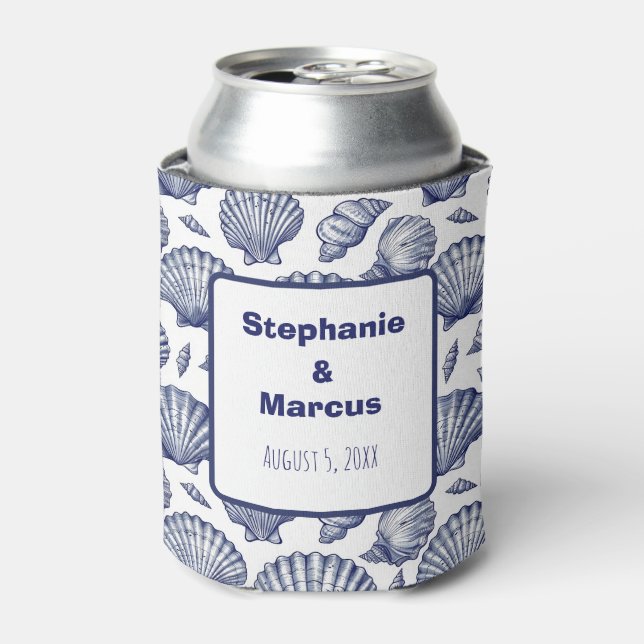 Beach Seashell Wedding Beach Favor Can Cooler Dosenkühler (Kanne Vorderseite)