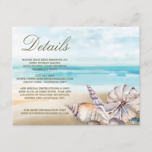 Beach Seashells Details zu Nautical Wedding Gast Begleitkarte