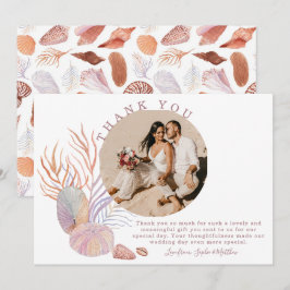 Beach Seashells Foto Hochzeit an der Küste Dankeskarte