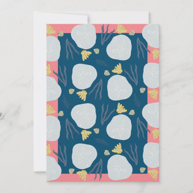 Beach Seashells Hand gezogene Grußkarte (Vorderseite)