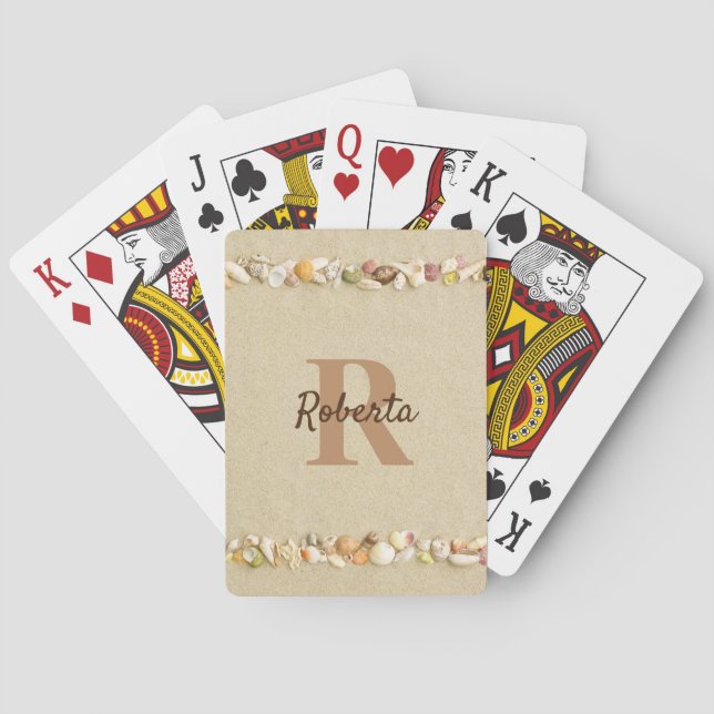 Beach Seashells Monogram Spielkarten (Rückseite)