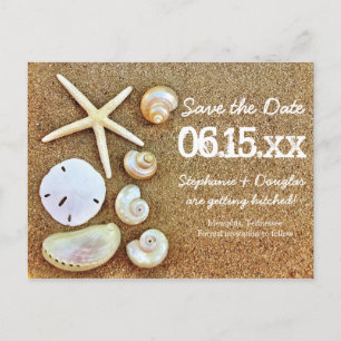 Beach Seashells Sand Save the Date Postkarten