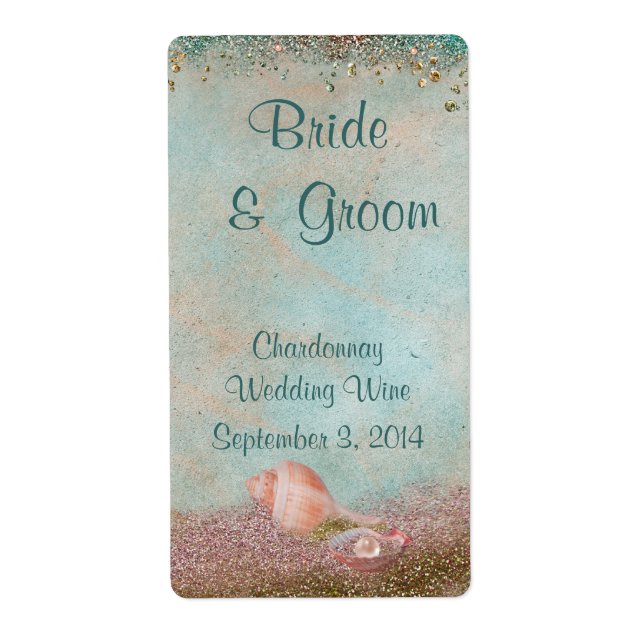 Beach Seashells und Glitzer Hochzeitwein (Vorne)