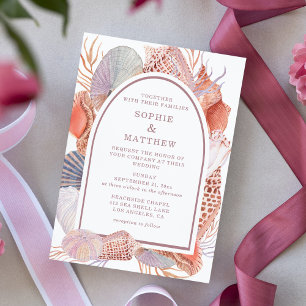 Beach Seashells Wasserfarben Coastal Chic Hochzeit Einladung