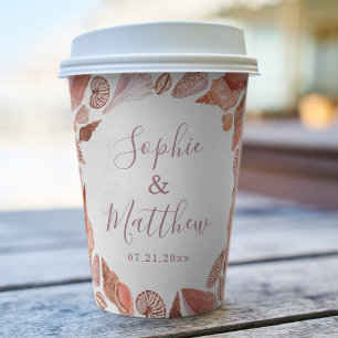 Beach Seashells Wasserfarben Coastal Chic Hochzeit Pappbecher
