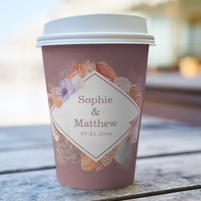 Beach Seashells Wasserfarben Coastal Chic Hochzeit Pappbecher (Von Creator hochgeladen)