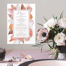 Beach Seashells Watercolor Coastal Chic Flat Menü Menükarte