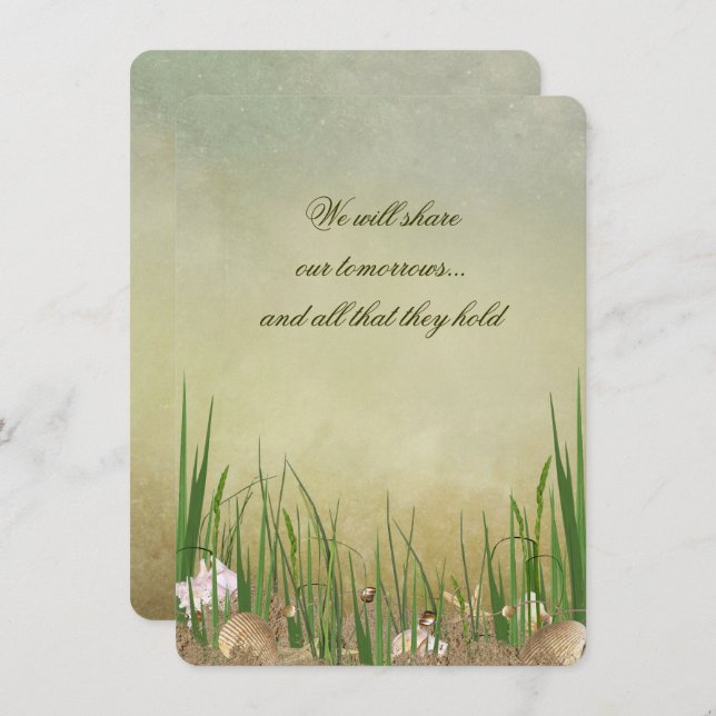 Beach Seashells Wedding Einladung (Vorne/Hinten)