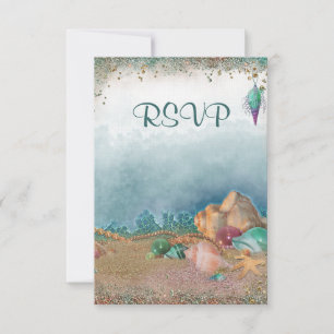 Beach Seashells Wedding RSVP Karte