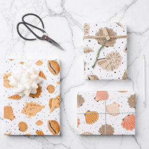 Beach Seashells Wrapping Paper Set 3 Geschenkpapier Set