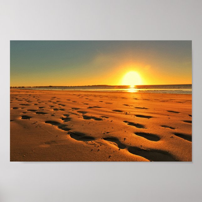 Beach Seaside Ocean Sunset Sundown Sand Poster (Vorne)
