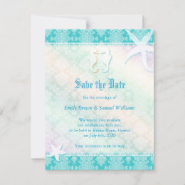 Beach Seepferd Aqua Wedding Save the Date