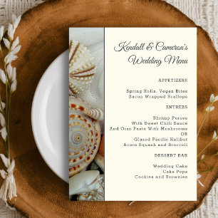 Beach Shells Ecru Mariage Modèle Menu