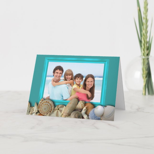 Beach Shells Famille Photo Frame Cartes de fin de  (Devant)