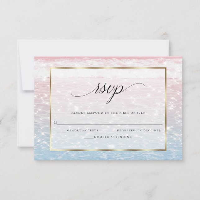 Beach Shimmer Pink Ocean Waters RSVP Karte (Vorderseite)