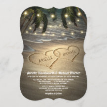 Beach Shore Herz in den Sand Hochzeitseinladungen