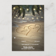 Beach Shore Herz in den Sand Wedding RSVP Cards