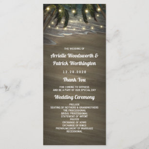 Beach Shore Palm Tree Rustic Wedding Programmes