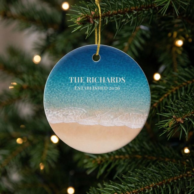 Beach Shoreline Custom Name Keramik Ornament (Von Creator hochgeladen)