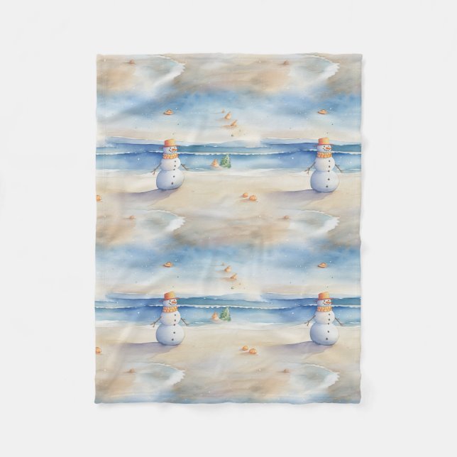 Beach Snowman Fleecedecke (Vorderseite)