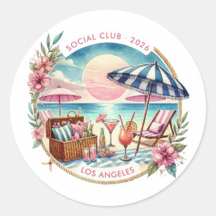 Beach Social Club Bachelorette Wochenende Custom Runder Aufkleber