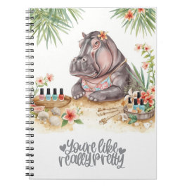 Beach Spa Hippo in Bikini Manicure Coastal Beauty Notizblock