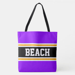 BEACH Sportlich Helles Lila Schwarz Orange Streife Tasche