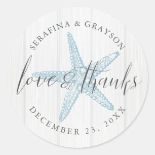Beach Starfish Danke an die rustikale Gastgeschenk Runder Aufkleber