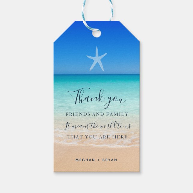 Beach Starfish Danke Gastgeschenk Hochzeit Geschenkanhänger (Vorderseite)