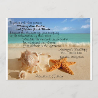 Beach Starfish Hochzeitsempfehlung maßgeschneidert Einladung