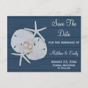 Beach Starfish Sand Dollar Save the Date Postkarte