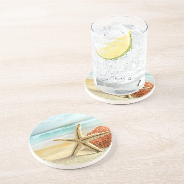 Beach Starfish Stone Untersetzer (Seite)