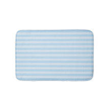 Beach Style Bath Mat Blue Stripes on Light Blue 