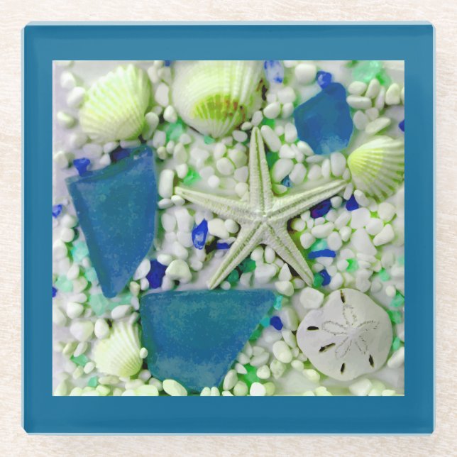 Beach Summer Seashells Glasuntersetzer (Vorderseite)