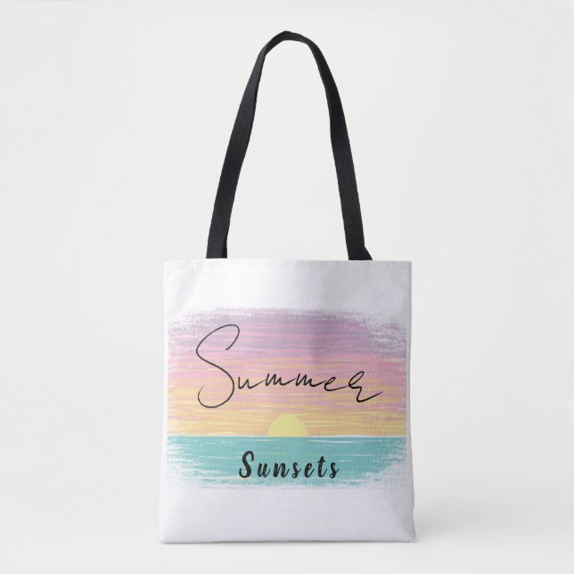 Beach Summer Sunset in Pastel Tasche (Vorderseite)