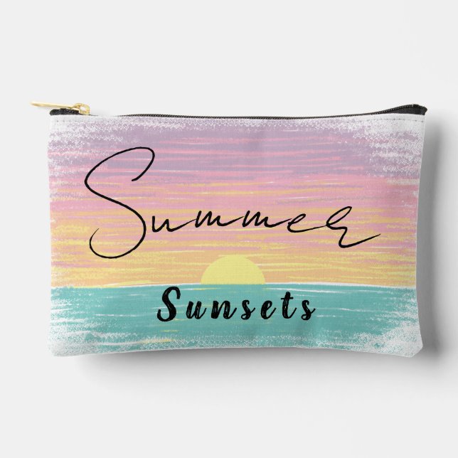 Beach Summer Sunset in Pastel Zubehörtasche (Vorderseite)