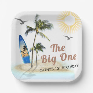 Beach Summer Surf 1. Geburtstag 7" Platz Pappteller