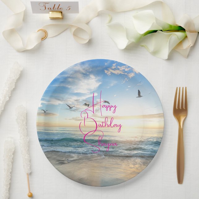 Beach Sunrise Custom Party Pappteller (Hochzeit)