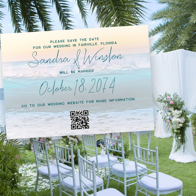 Beach Sunrise Save the Date Hochzeitsankündigung (Von Creator hochgeladen)