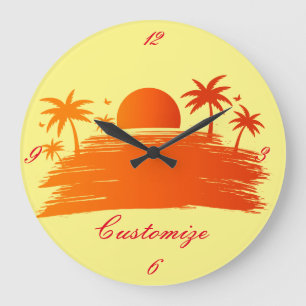 Beach Sunrise Sunset Thunder_Cove Große Wanduhr