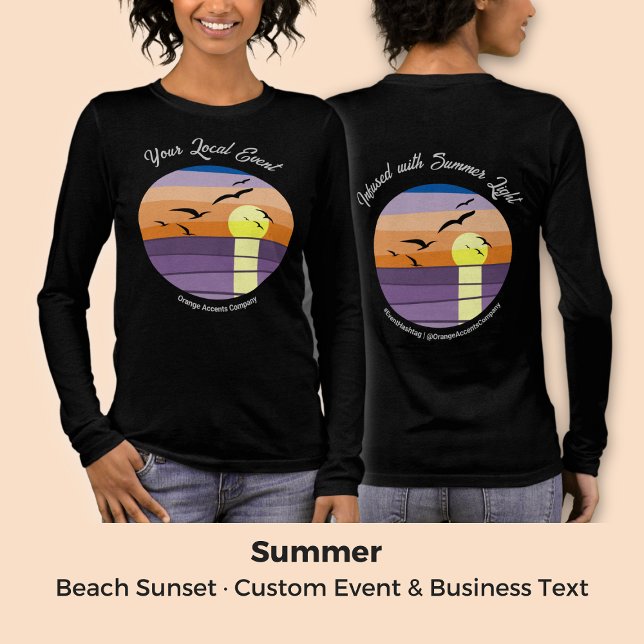 Beach Sunset - Benutzerdefinierter Event- und Gesc Tri-Blend Shirt (Beach Sunset · Custom Event & Business Text Tri-Blend Shirt)