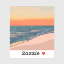 Beach Sunset Custom Cut Vinyl Sticker