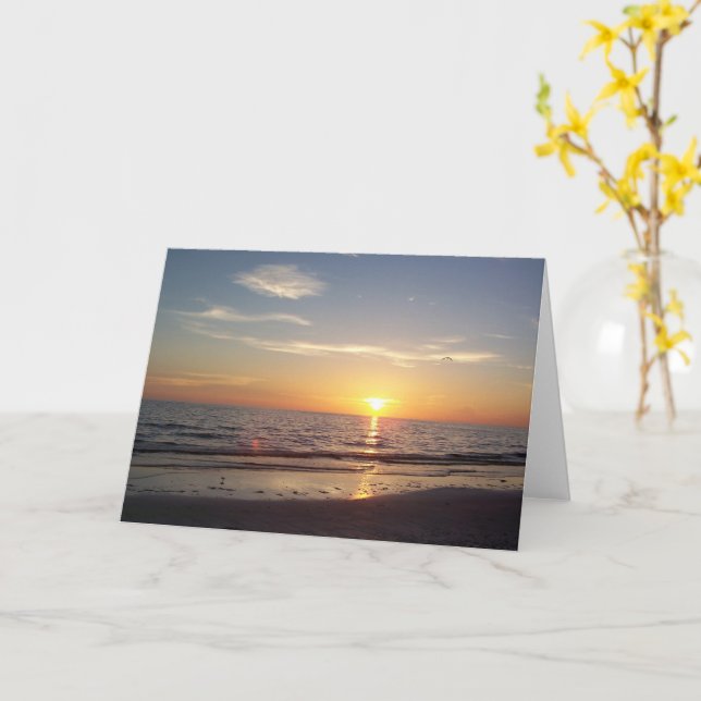Beach Sunset Grußkarte Karte (Gelbe Blume)