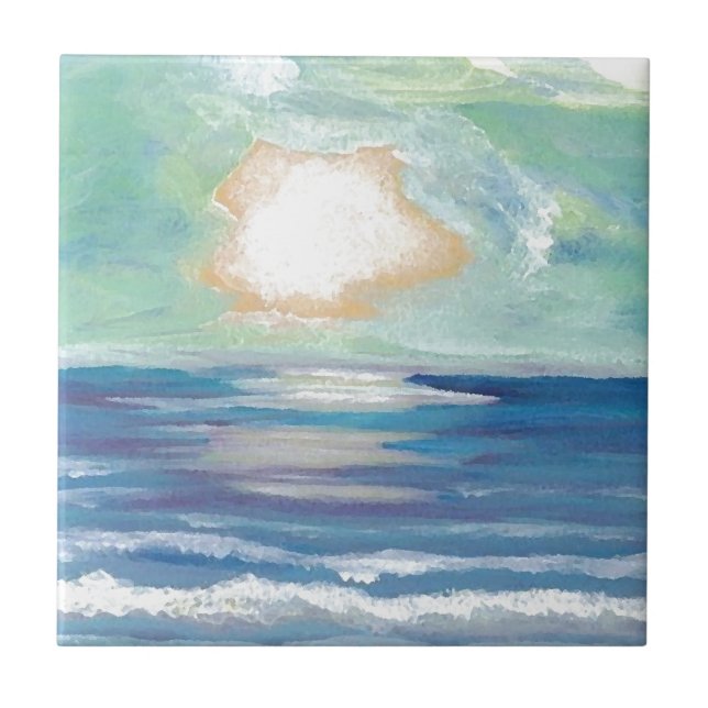 Beach Sunset Ocean Sea Surf Sun Gifts Fliese (Vorderseite)