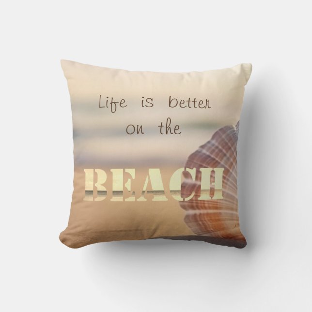 Beach Sunset Seashell Kissen (Vorderseite)