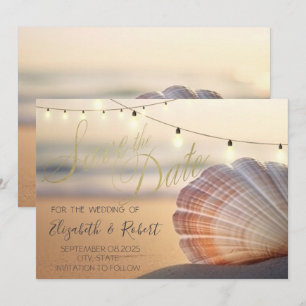 Beach Sunset Seashell Save the Date
