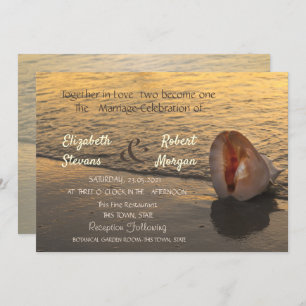 Beach Sunset Seashell Wedding Einladung
