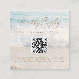 Beach Sunset Seaside Wedding Scan Code RSVP Begleitkarte