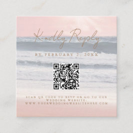 Beach Sunset Seaside Wedding Scan Code RSVP Begleitkarte
