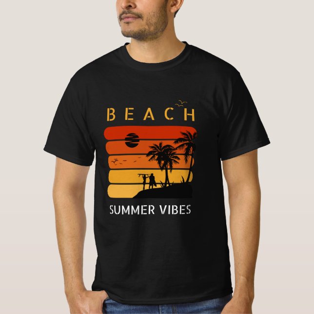Beach Sunset Vibes | Sommer tropischer T - Shirt (Vorderseite)